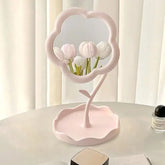 Flower-Shaped Decorative Rotatable Makeup Mirror for Desk