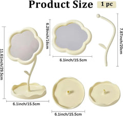 Flower-Shaped Decorative Rotatable Makeup Mirror for Desk