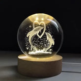 E 3D Dolphin Crystal Ball Night Lamp