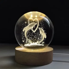 E 3D Dolphin Crystal Ball Night Lamp