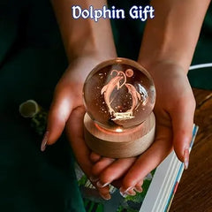 E 3D Dolphin Crystal Ball Night Lamp