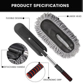 Soft Microfiber Car Duster Brush with Extendable Handle Wet & Dry Scratch