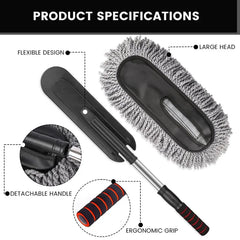 Soft Microfiber Car Duster Brush with Extendable Handle Wet & Dry Scratch