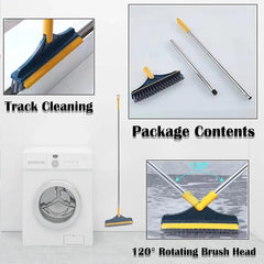2 in 1 Floor Tiles Cleaning Brush with Wiper 120° Rotating Bathroom