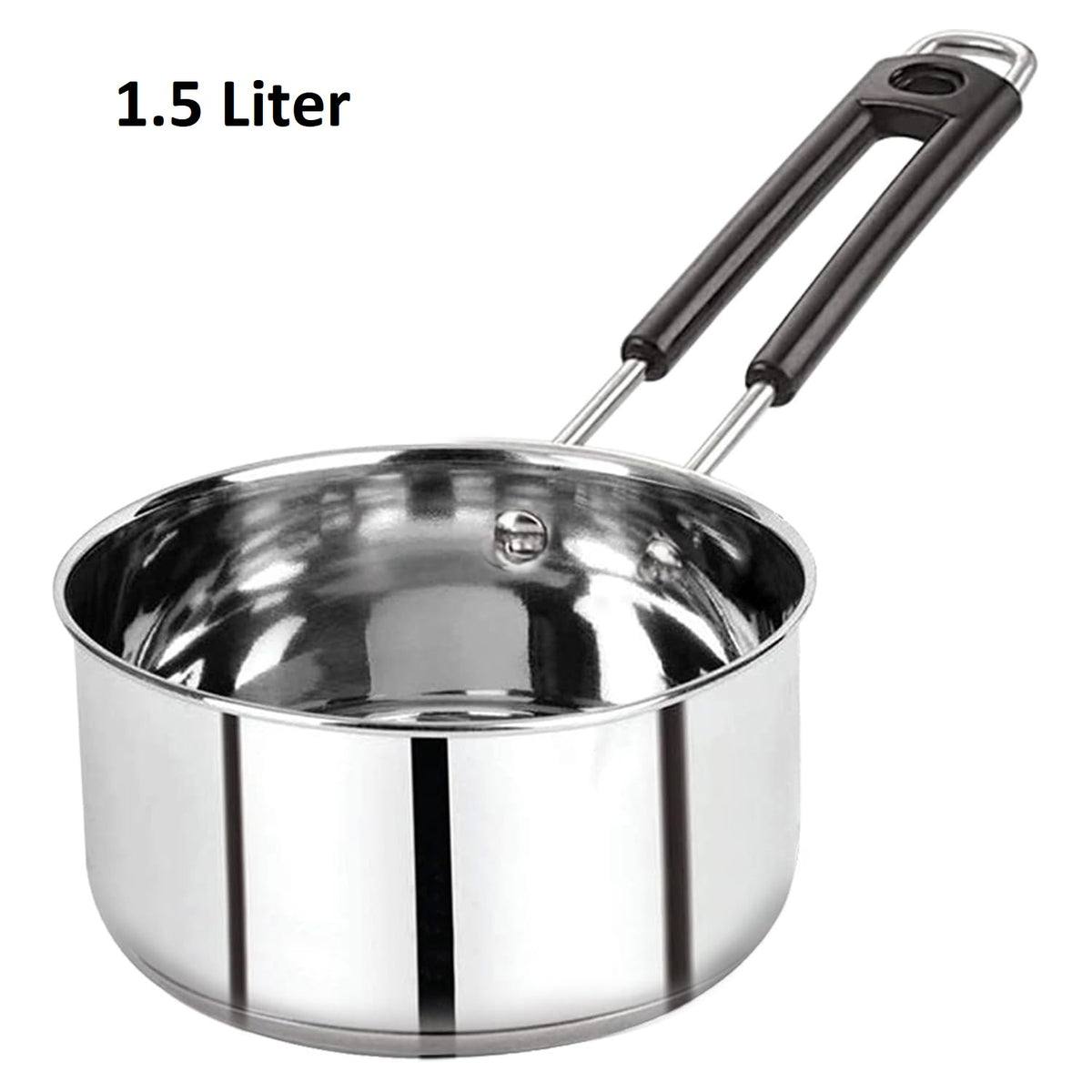 Heavy Gauge Stainless Steel Sauce Pan, Tea Pan, Milk Pan Pot Tapeli Patila Milk Boiler Induction & Gas Compatible Heat-Resistant Bakelite Handle (Silver 1.5 Litre)