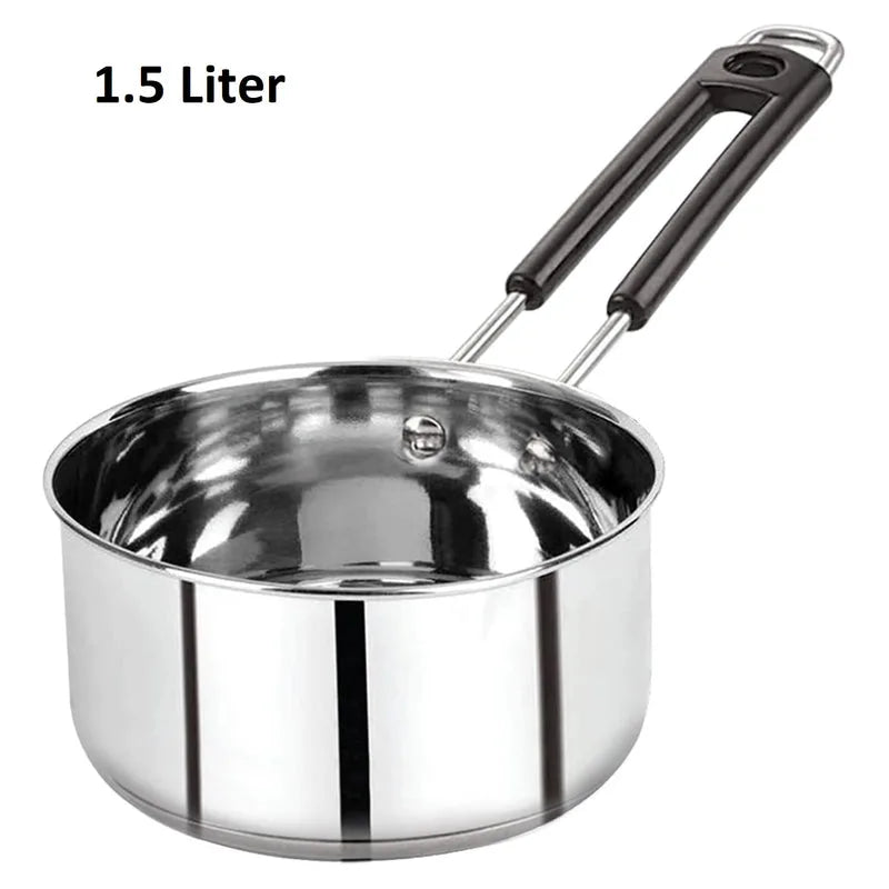 Heavy Gauge Stainless Steel Sauce Pan, Tea Pan, Milk Pan Pot Tapeli Patila (Silver 1.5Litre)