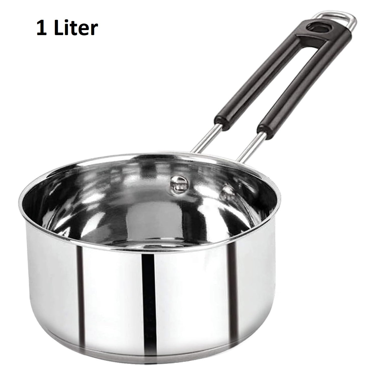 Heavy Gauge Stainless Steel Sauce Pan, Tea Pan, Milk Pan Pot Tapeli Patila Milk Boiler Induction & Gas Compatible Heat-Resistant Bakelite Handle (Silver 1 Litre)