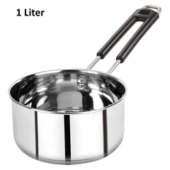 Heavy Gauge Stainless Steel Sauce Pan, Tea Pan, Milk Pan Pot Tapeli Patila Milk Boiler Induction & Gas Compatible Heat-Resistant Bakelite Handle (Silver 1 Litre)