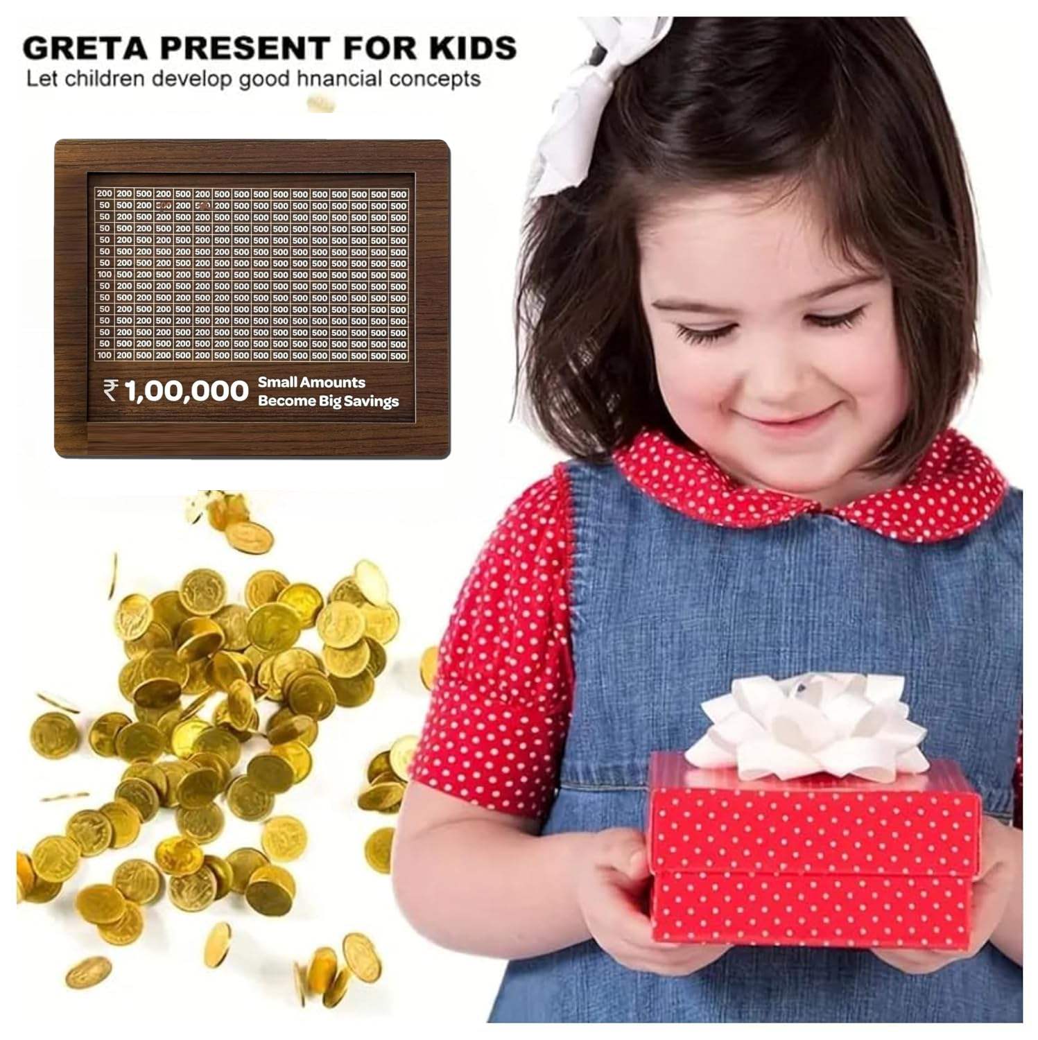 Money Bank Wooden Piggy Bank for Kids & Adults, Coin Box with Carved Design, Savings Box, Mini Bank, Wooden Coin Box, Money Saver, Piggy Bank with Numbers