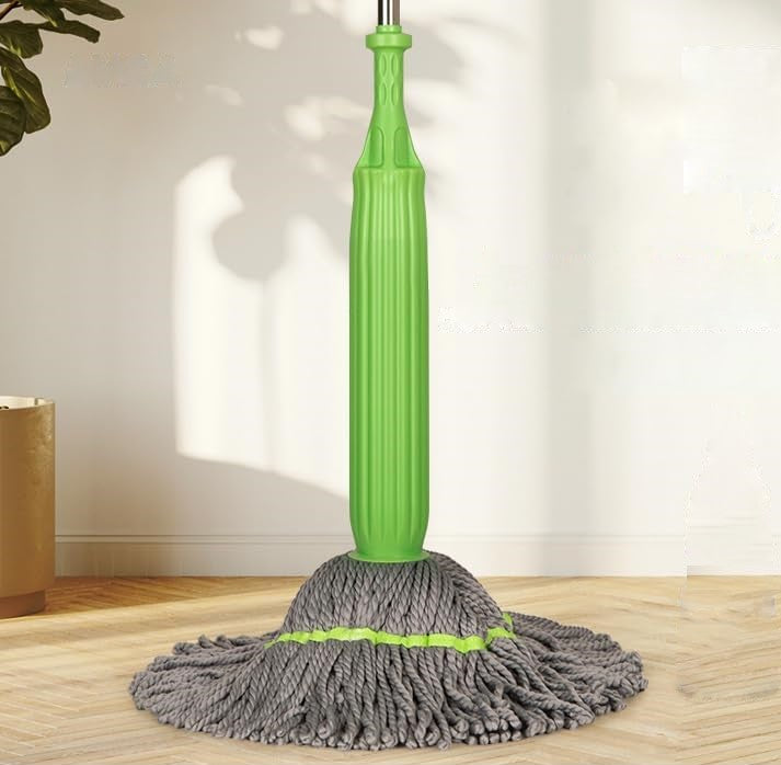 2 in 1 Dehydrated Floor Cleaning Mop 360 Rotatable Adjustable Self-Wringing Floor Cleaning Microfiber Mop Wet and Dry for Bathroom/Office/Home/Outdoor (Green)