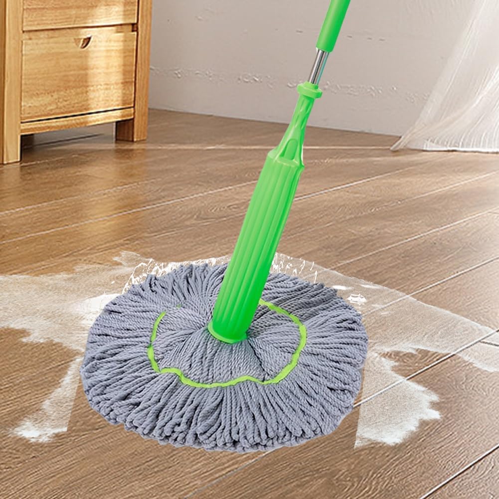 2 in 1 Dehydrated Floor Cleaning Mop 360 Rotatable Adjustable Self-Wringing Floor Cleaning Microfiber Mop Wet and Dry for Bathroom/Office/Home/Outdoor (Green)