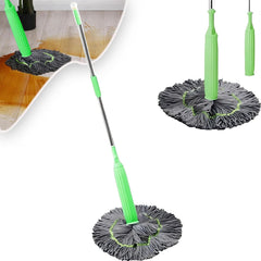2 in 1 Dehydrated Floor Cleaning Mop 360 Rotatable Adjustable Self-Wringing Floor Cleaning Microfiber Mop Wet and Dry for Bathroom/Office/Home/Outdoor (Green)