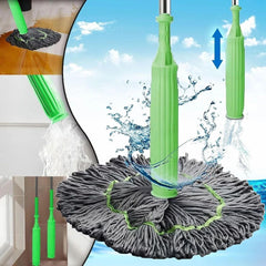 2 in 1 Dehydrated Floor Cleaning Mop 360 Rotatable Adjustable Self-Wringing Floor Cleaning Microfiber Mop Wet and Dry for Bathroom/Office/Home/Outdoor (Green)