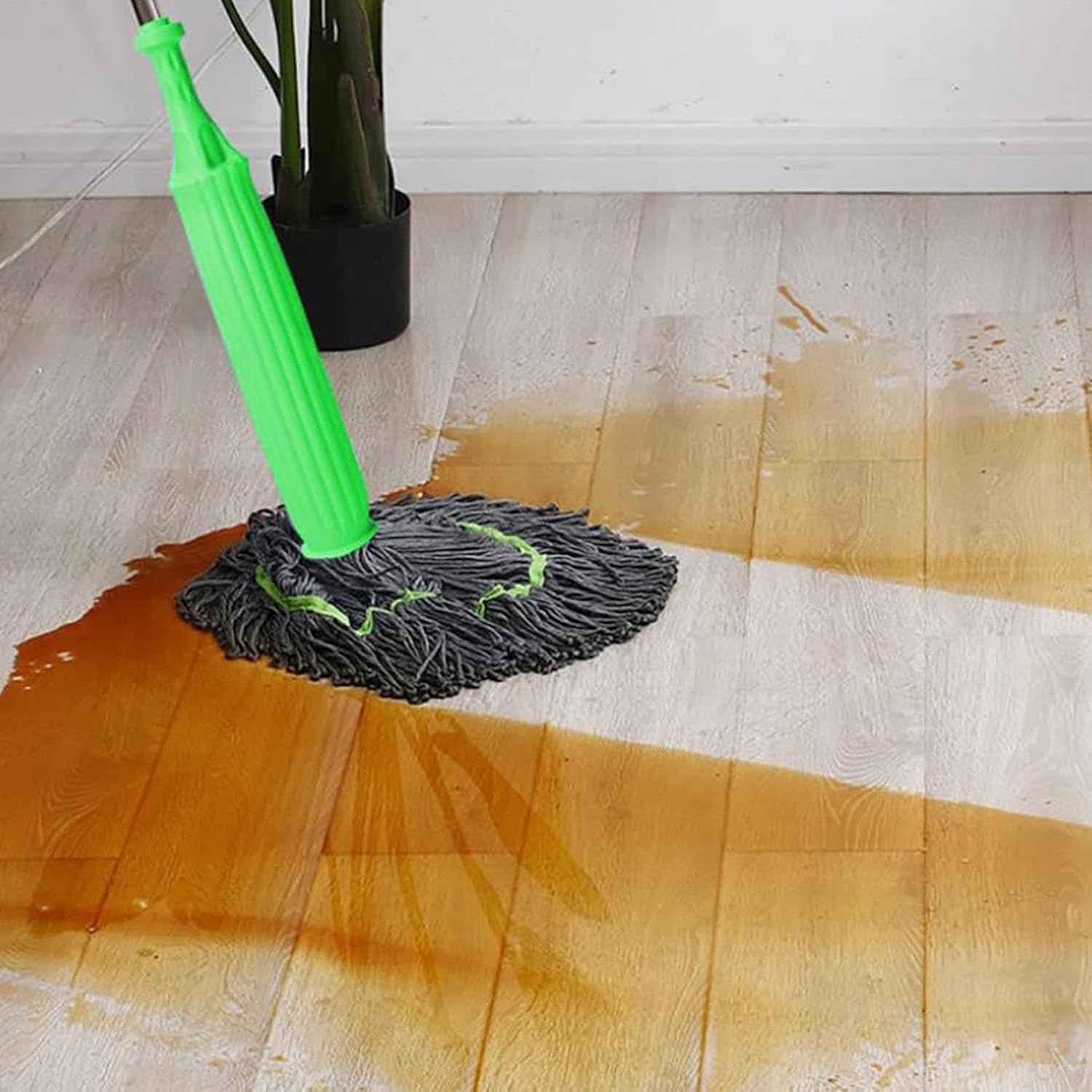 2 in 1 Dehydrated Floor Cleaning Mop 360 Rotatable Adjustable Self-Wringing Floor Cleaning Microfiber Mop Wet and Dry for Bathroom/Office/Home/Outdoor (Green)