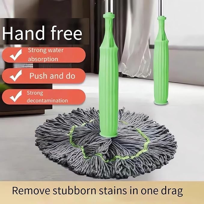 2 in 1 Dehydrated Floor Cleaning Mop 360 Rotatable Adjustable Self-Wringing Floor Cleaning Microfiber Mop Wet and Dry for Bathroom/Office/Home/Outdoor (Green)
