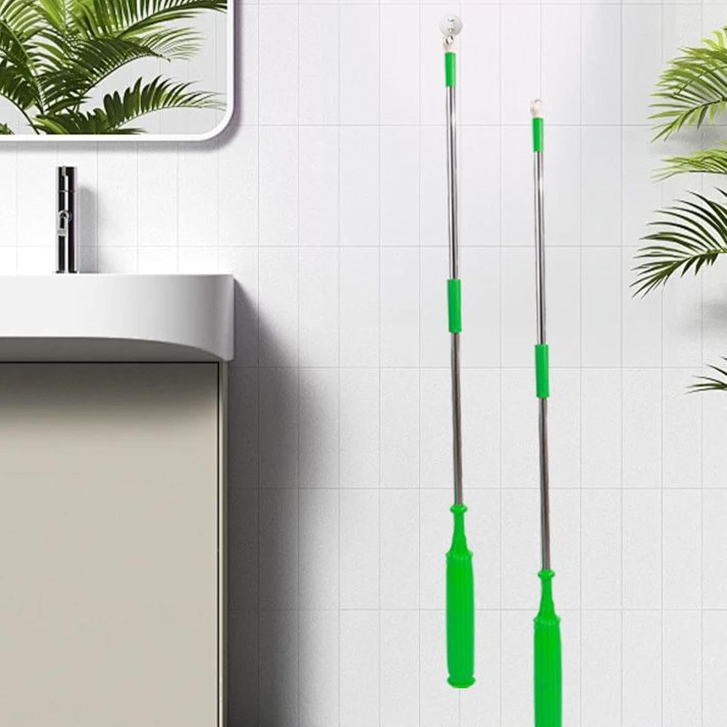 2 in 1 Dehydrated Floor Cleaning Mop 360 Rotatable Adjustable Self-Wringing Floor Cleaning Microfiber Mop Wet and Dry for Bathroom/Office/Home/Outdoor (Green)
