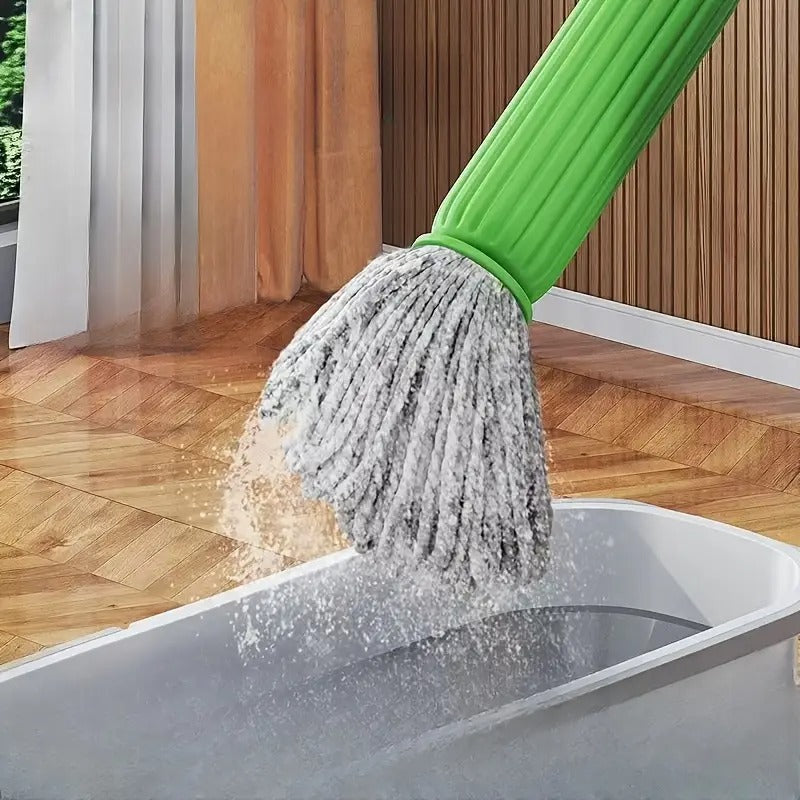 2 in 1 Dehydrated Floor Cleaning Mop 360 Rotatable Adjustable Self-Wringing Floor Cleaning Microfiber Mop Wet and Dry for Bathroom/Office/Home/Outdoor (Green)