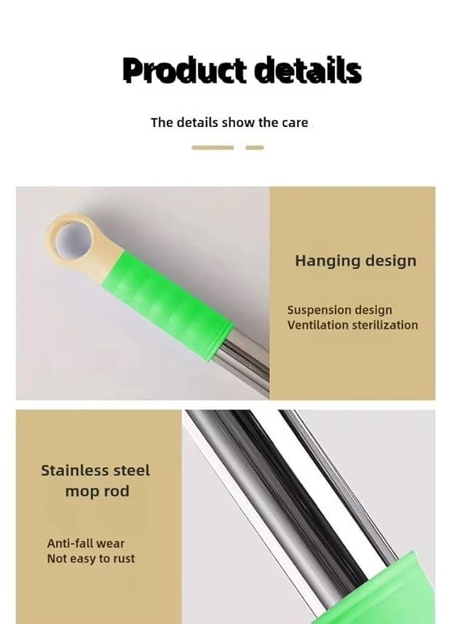 2 in 1 Dehydrated Floor Cleaning Mop 360 Rotatable Adjustable Self-Wringing Floor Cleaning Microfiber Mop Wet and Dry for Bathroom/Office/Home/Outdoor (Green)