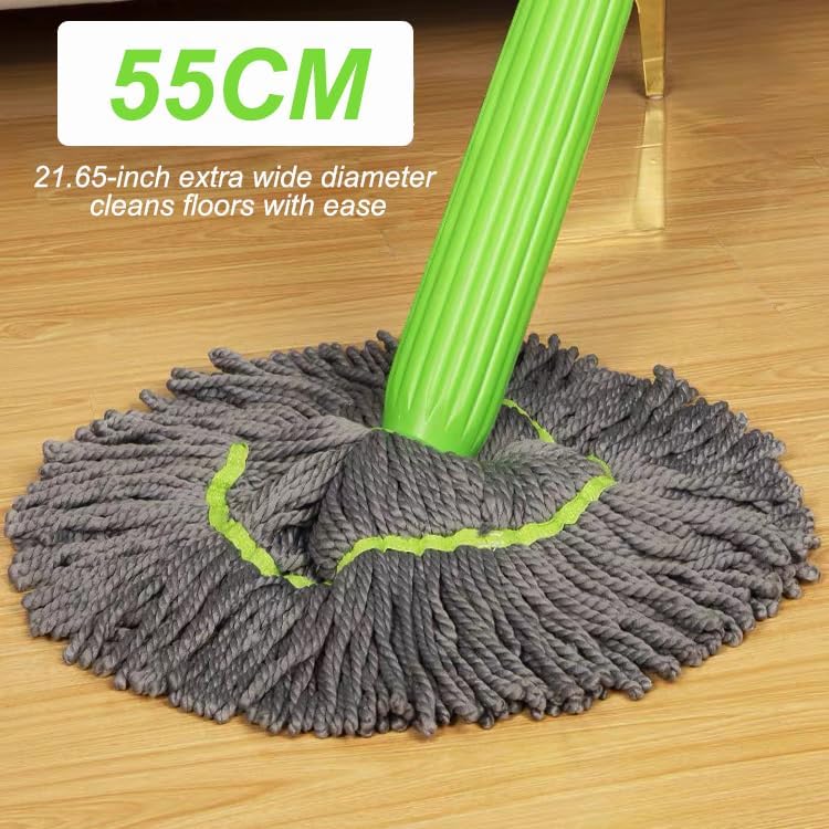2 in 1 Dehydrated Floor Cleaning Mop 360 Rotatable Adjustable Self-Wringing Floor Cleaning Microfiber Mop Wet and Dry for Bathroom/Office/Home/Outdoor (Green)