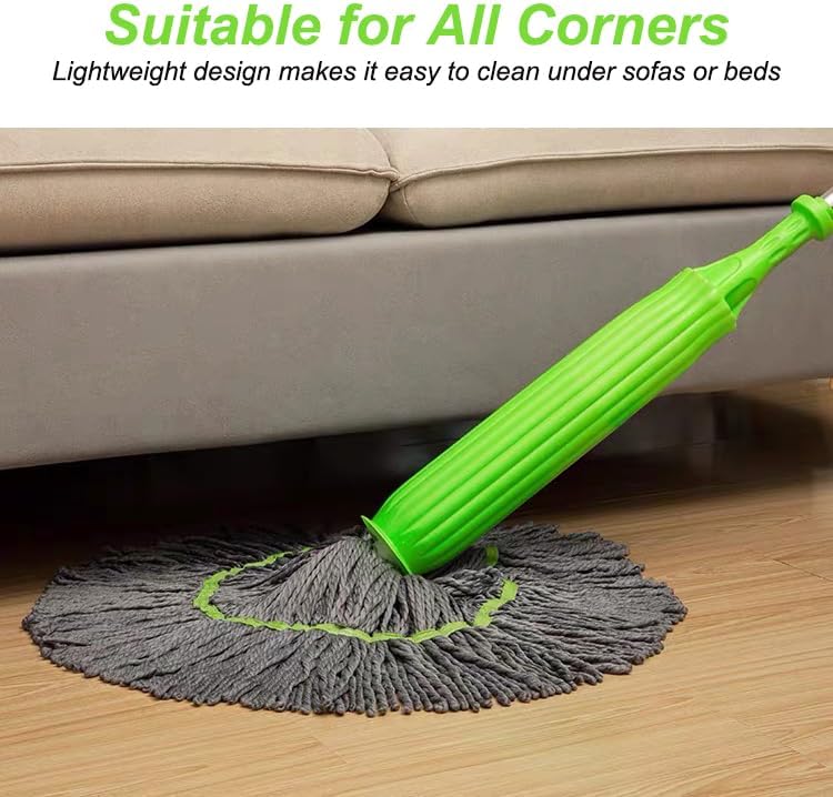 2 in 1 Dehydrated Floor Cleaning Mop 360 Rotatable Adjustable Self-Wringing Floor Cleaning Microfiber Mop Wet and Dry for Bathroom/Office/Home/Outdoor (Green)