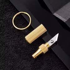 Stainless Steel Portable Pocket | Mini Brass Capsule | Compact Folding Tool for Women | Safety Tool | Pack of 2