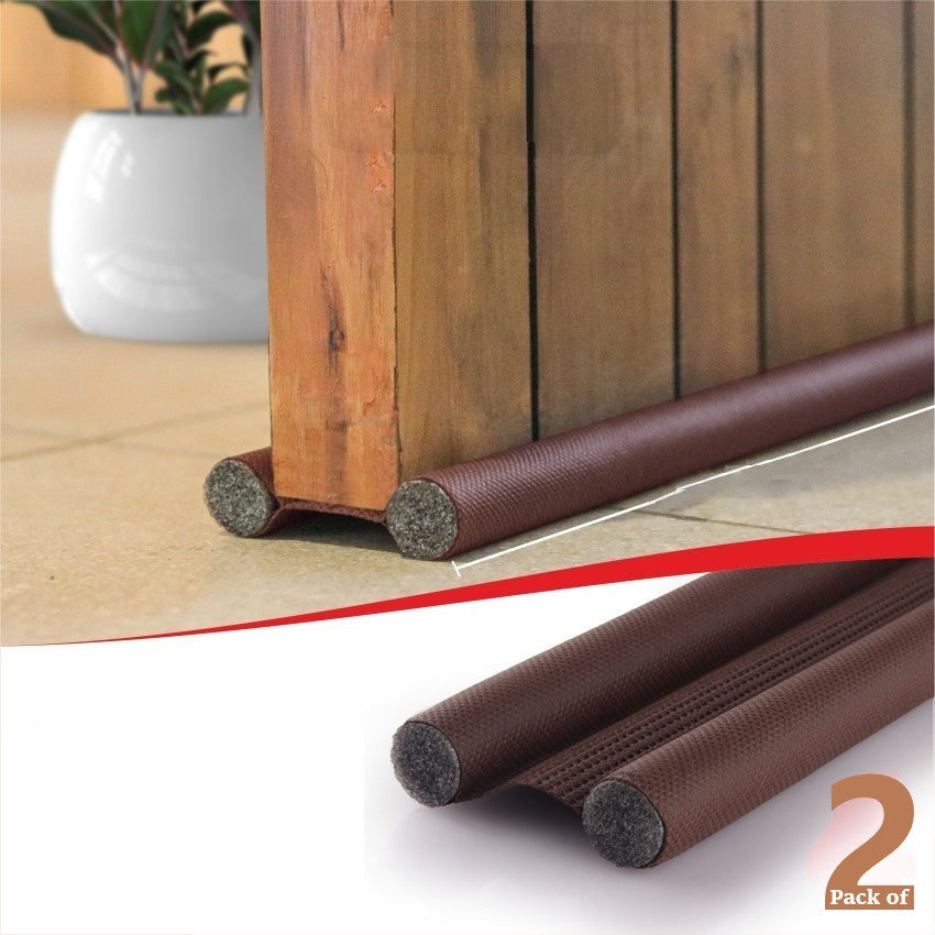 Door Bottom Sealing Strip Guard for Home | (39 inches) | Door Stoppers | Door Seal | Door Closers | Sound-Proof Reduce Noise Energy Saving Weather Stripping | Waterproof - Brown (Pack of 2)