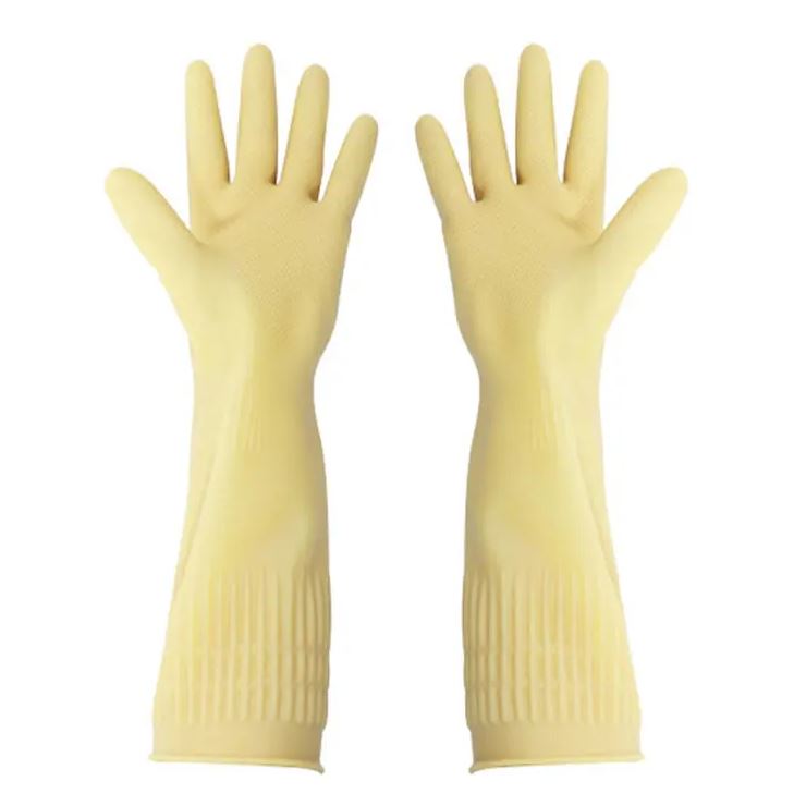 Dishwashing Gloves, Reusable Kitchen,Household and Industrial Cleaning Gloves, Long Sleeve, Thick Latex, Cleaning, Washing, Working, Painting, Gardening Gloves (White)