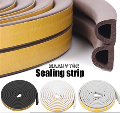 Door Seal D-Type Strip Weather Stripping Self Adhesive Foam for Doors and Windows, Soundproofing Weathers trip Gap Collision Avoidance (Pack of 2, Brown) (2)