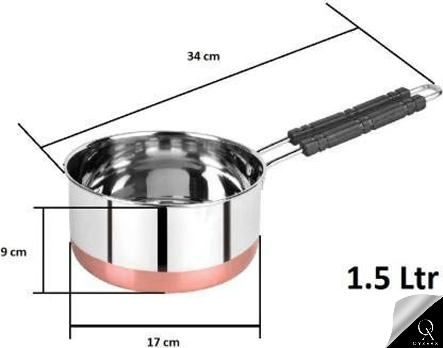 OyzekX Stainless Steel Saucepan Sauce Pan, Flat Base Sauce Pan, Tea Pan, Milk Pan, Tapeli Patila, Sauce Pot Cookware with Handle (2000 ml, 1500 ml, 1000 ml, 3 Pc) (Coppor)