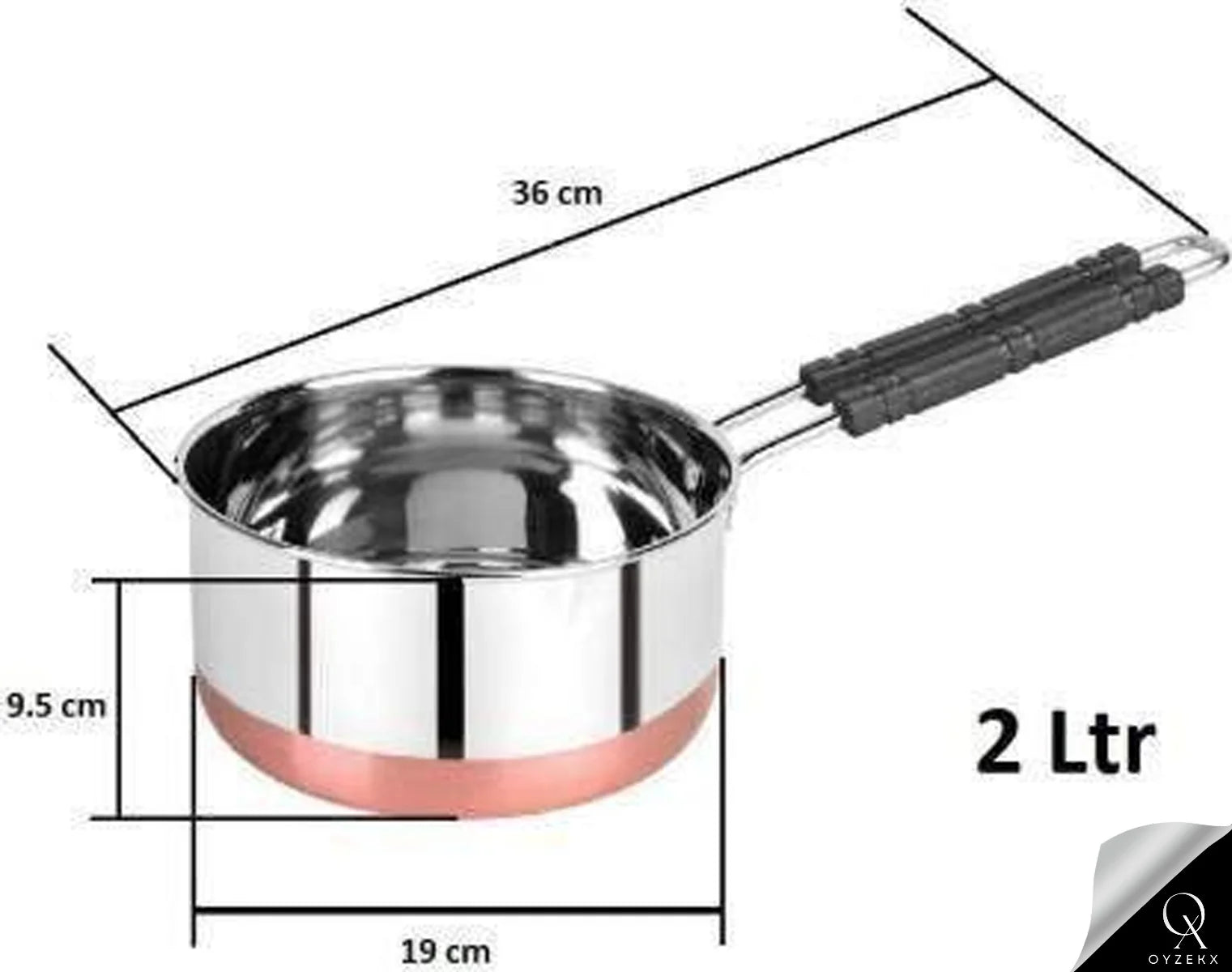 OyzekX Stainless Steel Saucepan Sauce Pan, Flat Base Sauce Pan, Tea Pan, Milk Pan, Tapeli Patila, Sauce Pot Cookware with Handle (2000 ml, 1500 ml, 1000 ml, 3 Pc) (Coppor)