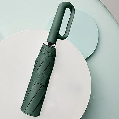 Umbrella for Men Women || Folding With Carabiner Handle || 10 Reinforced Ribles || Windproof and Sunproof || Auto Umbrella Big Size for Men/Women/Kids (Green)