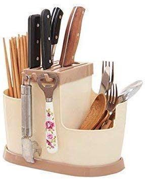 Plastic Multi Functional Chopsticks Holder Kitchen's Spoons, Knife & Other Cutlery Storage Holder Stand with Removable Draining Tray