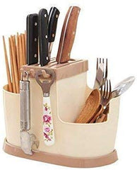 Plastic Multi Functional Chopsticks Holder Kitchen's Spoons, Knife & Other Cutlery Storage Holder Stand with Removable Draining Tray