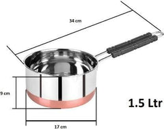 Stainless Steel Copper Bottom Sauce Pan/Milk PAN/Tea PAN/Tapeli/Patila/Bhagona 3 pcs Combo Set Capacity:- 1, 1.5, 2 Liter Sauce Pan