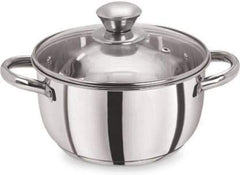 Stainless Steel Dutch Oven with Lid | Kitchen Cooking and Serving Bowl Set | (Non-Stick, Induction Bottom) - Silver (1 Liter)