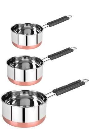 Stainless Steel Copper Bottom Sauce Pan/Milk PAN/Tea PAN/Tapeli/Patila/Bhagona 3 pcs Combo Set Capacity:- 1, 1.5, 2 Liter Sauce Pan