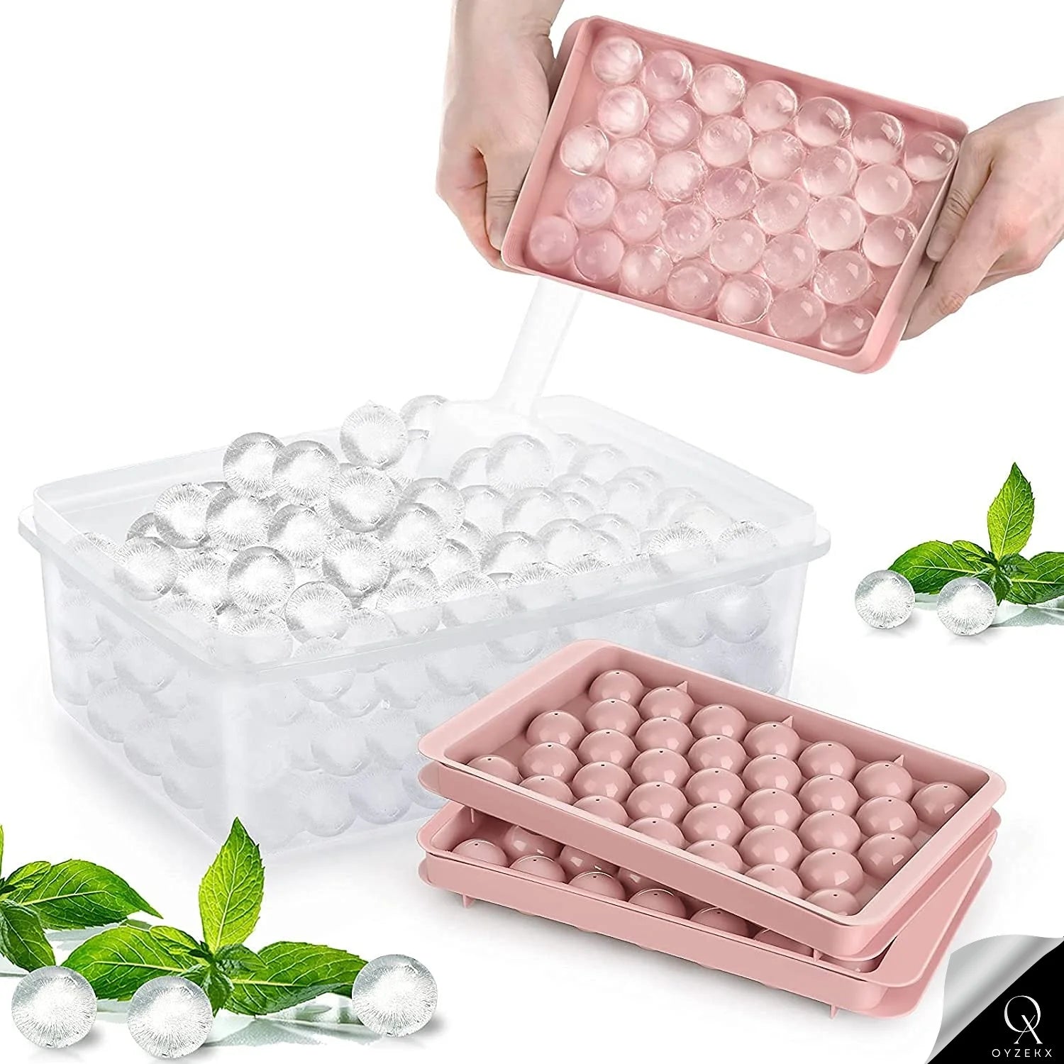 OyzekX Ice Cube Trays Silicone Ice Cube Molds, Easy-Release and Flexible Ice Trays BPA Free, for Whiskey Cocktail, Stackable and Safe Ice Cube Honeycomb Small Cubes Fridge Bar Soft Tray (33 Cavity)