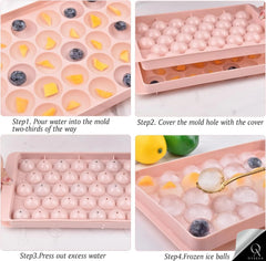 OyzekX Ice Cube Trays Silicone Ice Cube Molds, Easy-Release and Flexible Ice Trays BPA Free, for Whiskey Cocktail, Stackable and Safe Ice Cube Honeycomb Small Cubes Fridge Bar Soft Tray (33 Cavity)