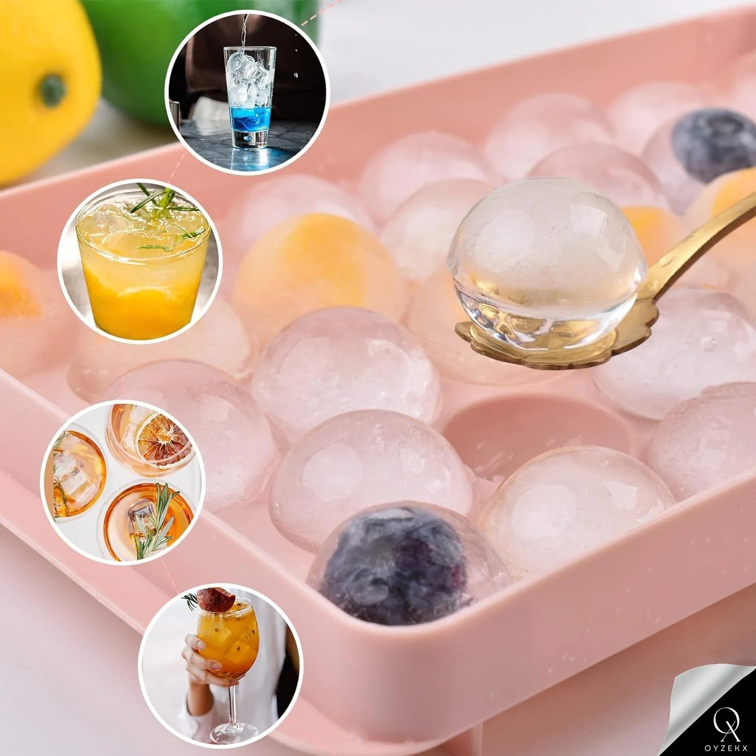 OyzekX Ice Cube Trays Silicone Ice Cube Molds, Easy-Release and Flexible Ice Trays BPA Free, for Whiskey Cocktail, Stackable and Safe Ice Cube Honeycomb Small Cubes Fridge Bar Soft Tray (33 Cavity)