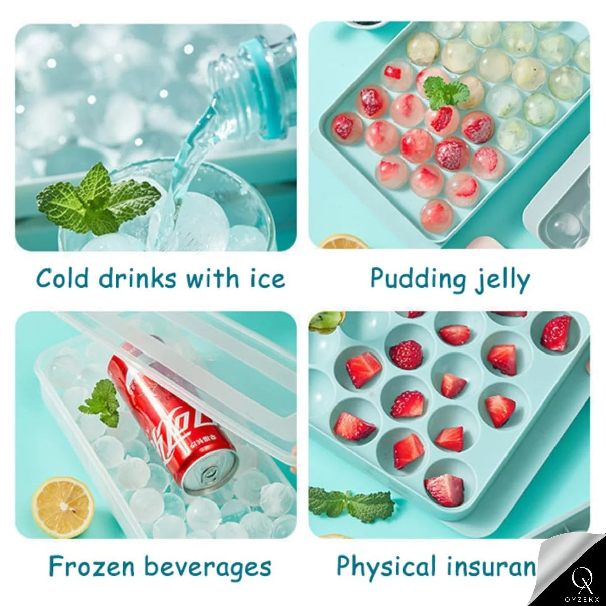 OyzekX Ice Cube Trays Silicone Ice Cube Molds, Easy-Release and Flexible Ice Trays BPA Free, for Whiskey Cocktail, Stackable and Safe Ice Cube Honeycomb Small Cubes Fridge Bar Soft Tray (33 Cavity)