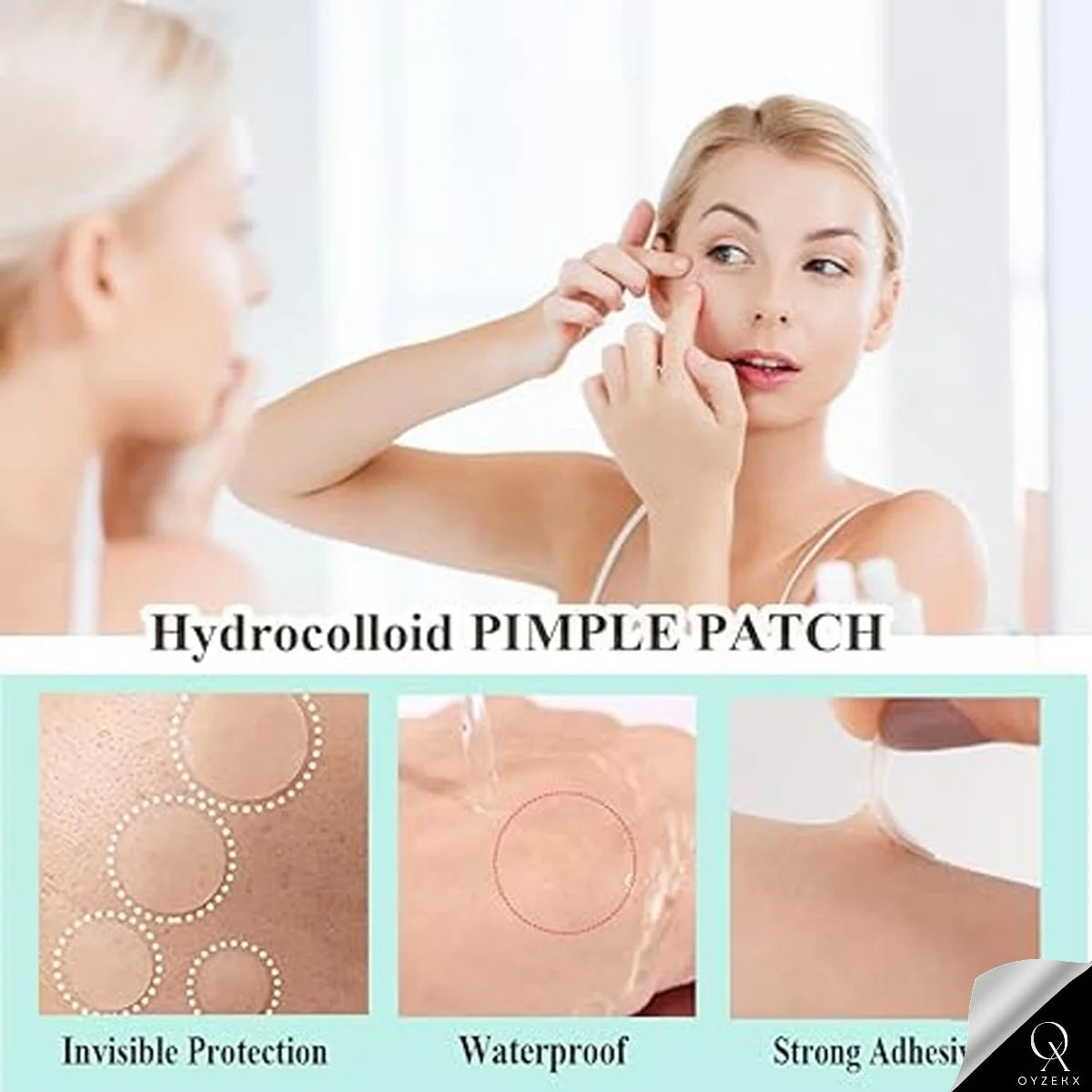 OyzekX Pimple Patch For Face | 36 Hydrocolloid Pimple Patches | 2% w/w Salicylic Acid, Neem, Cica | Helps Reduce Pimples, Redness & Irritation | Absorbs Excess Oil | Safe for All Skin Types (36 pcs-White)