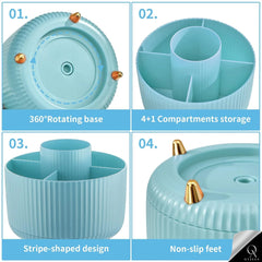 OyzekX 360 Degree Rotating Pen Pencil Holder for Desk, 5 Slots Desk Organizers and Accessories, Cute Cup Pot for Office, School, Art Supply