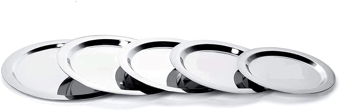 Stainless Steel Heavy Ciba Lids/Plate for Tope/Kadhai - Set of 5 Pcs 14.6 cm, 15.8 cm, 17 cm, 18.8 cm, 20 cm (Size No - 8,9,10,11,12)