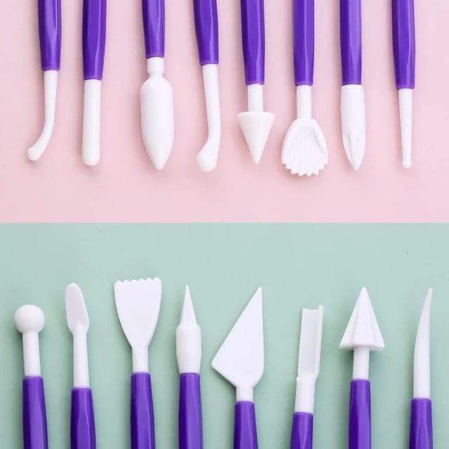 Package of 8 with 16 Different Shapes Exclusive Modeling Set for Fondant Gum Paste Sugar Craft and Cake Decoration Clay Modelling Tools Set, multi color