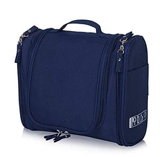 Nylon Multifunctional Travel Pouch Bag Extra Large Makeup Organiser with Hook (Navy Blue) 23.11x10.41x20.57 cm