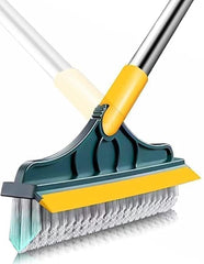 2 in 1 Floor Tiles Cleaning Brush with Wiper 120° Rotating Bathroom Kitchen Household Cleaning Squeegee Mop with Long Handle V-Shape Stiff Bristle Grout Scraper Brush (2 in 1 tile Brush)