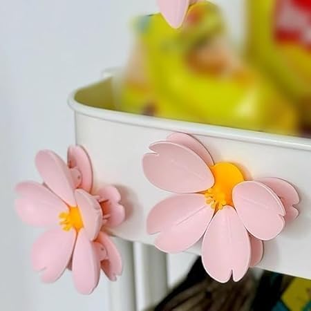 2-in-1 Sakura Food Bag Clip & Fridge Magnets, 3D Plastic Flower Snack Sealing Clip, Creative Dual Use for Kitchen, Home & Office Decor (Pink)