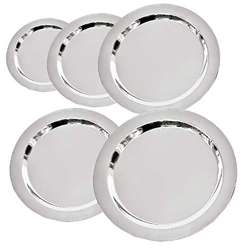 Stainless Steel Heavy Ciba Lids/Plate for Tope/Kadhai - Set of 5 Pcs 14.6 cm, 15.8 cm, 17 cm, 18.8 cm, 20 cm (Size No - 8,9,10,11,12)