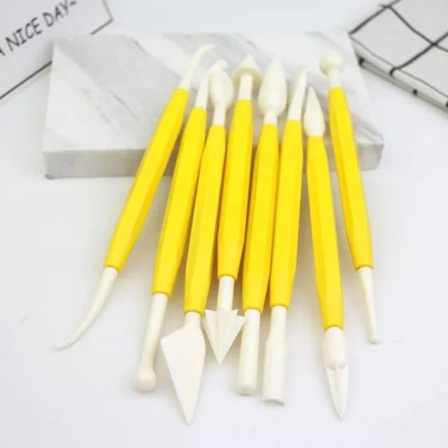 Package of 8 with 16 Different Shapes Exclusive Modeling Set for Fondant Gum Paste Sugar Craft and Cake Decoration Clay Modelling Tools Set, multi color