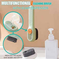 Multifunctional Shoe Brush with Liquid Box, Household Soft Fur Liquid Cleaning Shoe Brush, Long Handle Shoe Brush Press Type Automatic Liquid Shoe Brush